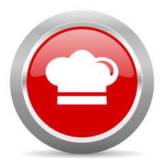cook red metallic chrome web circle glossy icon