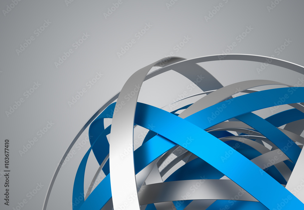 Poster abstract 3d rendering of sphere with rings in empty space. futuristic shape. surreal background.
