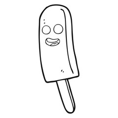 black and white cartoon ice lolly