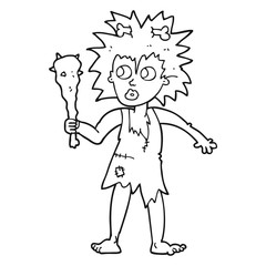 black and white cartoon cave woman