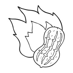 black and white cartoon cooking peanut