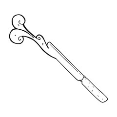 black and white cartoon butter knife