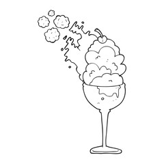 black and white cartoon cold ice cream