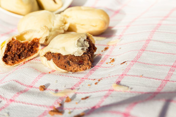 chocolate curry puff on chess patterns
