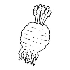black and white cartoon muddy turnip