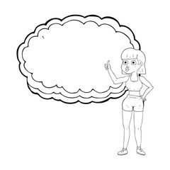 black and white cartoon gym woman