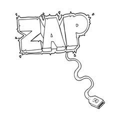 black and white cartoon usb cable