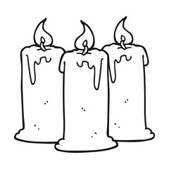 black and white cartoon burning candles
