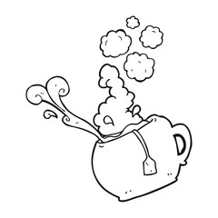 black and white cartoon cup of tea