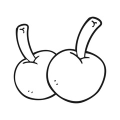 black and white cartoon cherries