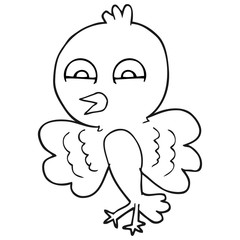 black and white cartoon bird