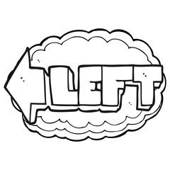 black and white cartoon left symbol