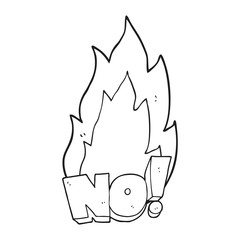 black and white cartoon NO! shout