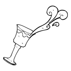 black and white cartoon goblet of wine