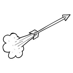 black and white cartoon flying arrow