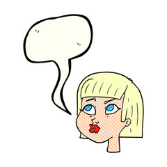 comic book speech bubble cartoon female face