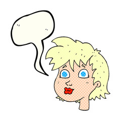 comic book speech bubble cartoon female face