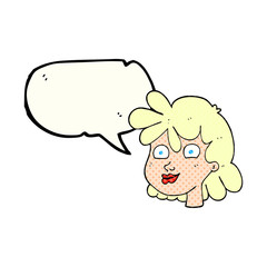 comic book speech bubble cartoon female face