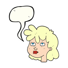 comic book speech bubble cartoon female face