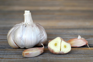 Garlic on wooden board
