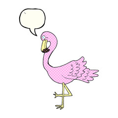 Obraz premium comic book speech bubble cartoon flamingo