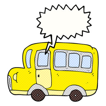 comic book speech bubble cartoon yellow school bus