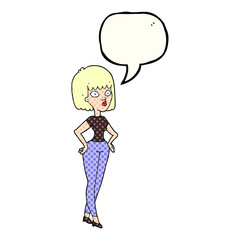 comic book speech bubble cartoon woman with hands on hips