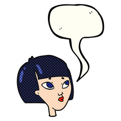 comic book speech bubble cartoon female face