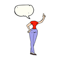 comic book speech bubble cartoon female body with raised hand