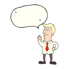 comic book speech bubble cartoon waving man