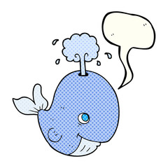 comic book speech bubble cartoon whale spouting water
