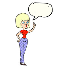 comic book speech bubble cartoon woman with idea