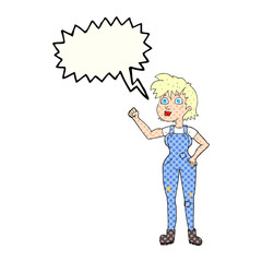 comic book speech bubble cartoon confident farmer woman
