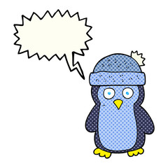 comic book speech bubble cartoon penguin