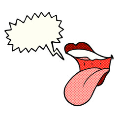 comic book speech bubble cartoon mouth sticking out tongue