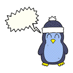 comic book speech bubble cartoon penguin