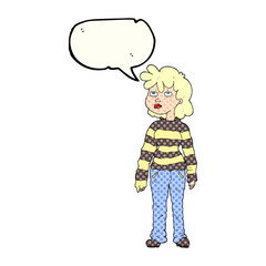 comic book speech bubble cartoon woman in casual clothes