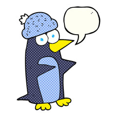 comic book speech bubble cartoon penguin