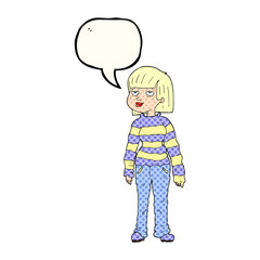 comic book speech bubble cartoon woman in casual clothes