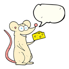 comic book speech bubble cartoon mouse with cheese