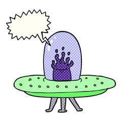 comic book speech bubble cartoon flying saucer