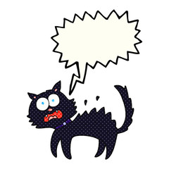comic book speech bubble cartoon scared black cat