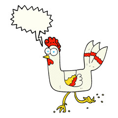 comic book speech bubble cartoon chicken running