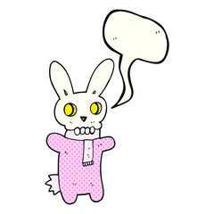 comic book speech bubble cartoon spooky skull rabbit