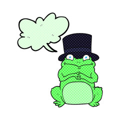 comic book speech bubble cartoon frog in top hat