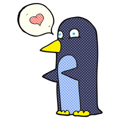 Obraz premium comic book speech bubble cartoon penguin