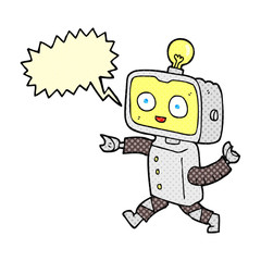 comic book speech bubble cartoon little robot