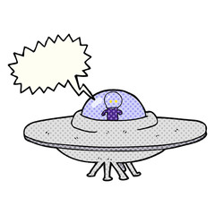 comic book speech bubble cartoon alien flying saucer