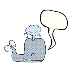 comic book speech bubble cartoon whale spouting water