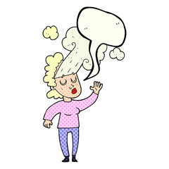 comic book speech bubble cartoon woman letting off steam